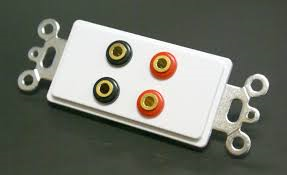 4 Gold Color Coded Banana Jack Connectors with White Insert Plate
