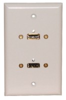 STD. WALL PLATE HDMI + USB, SOLDERLESS - WHITE FEED THRU
